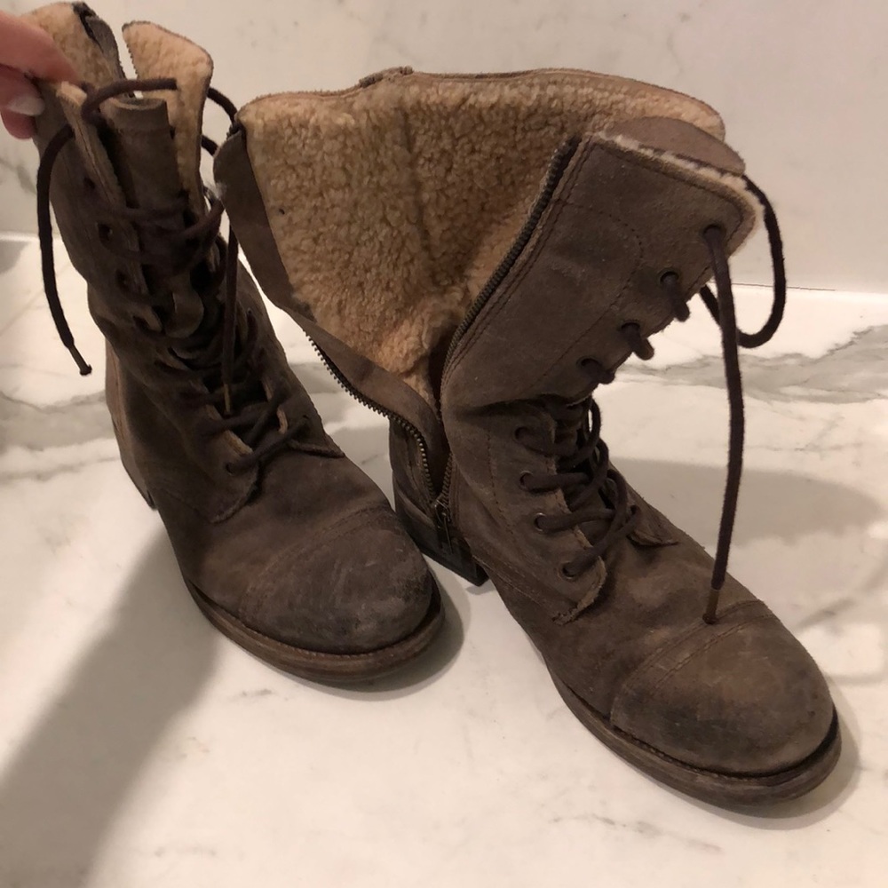 All Saints Shearling lined Leather combat boot